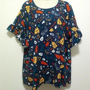 Soft Millie & Me Sz 3X Womens SS Ruffle Fall top